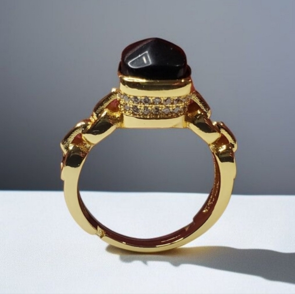 Luxury 18k Gold Plated Chunky Chain Link Onyx Cabochon